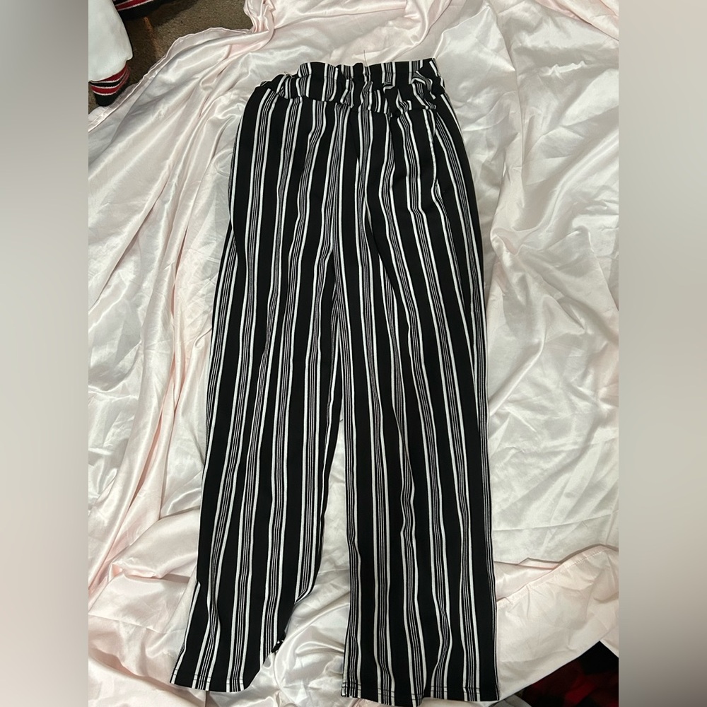 Black and White Striped Pants